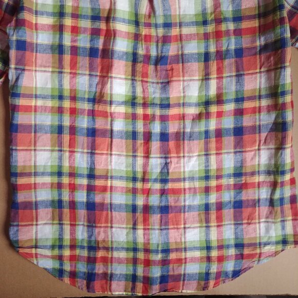 Gant Hampton Linen E-Z Fit Mens Short Sleeve Button plaid 100% linen shi… - Picture 5 of 13